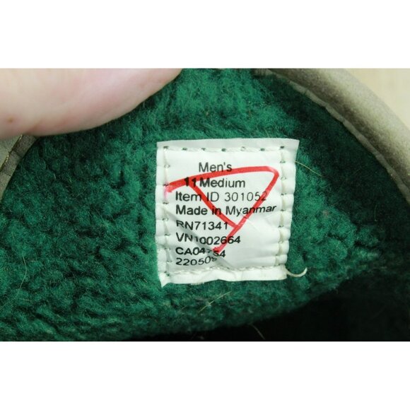 LL Bean Gray Suede Fleece Lined Mountain Moccasin Slippers Slip-On Size 11 M - Picture 8 of 9